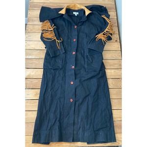 Vtg JUDY STERN Water Repelling Fringed Trench Coat